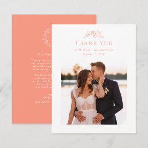 Peach Monogram Wedding Thank You Card