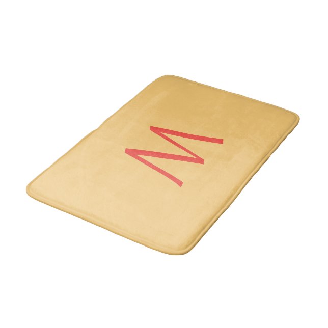 Peach Monogram Yellow Bath Mat (Angled)