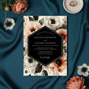 Peach Moody Bloom Wedding Invitation