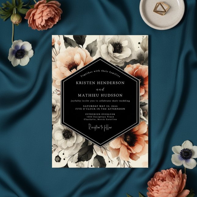 Peach Moody Bloom Wedding Invitation (Creator Uploaded)