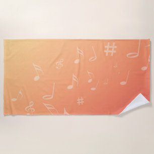 Peach Music Beach Towel