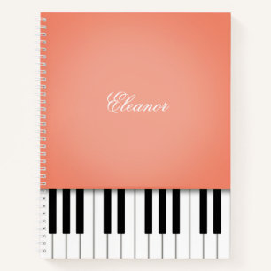 Peach Music Keyboard Custom Notebook
