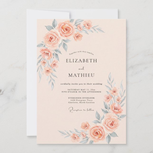Peach Muted Summer Wedding Invitation (Front)