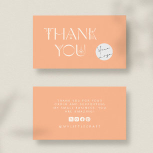 Peach Mystical Thank You Small Business Branding Business Card