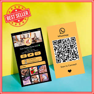 Peach Nail Salon WhatsApp Social Media QR Code Business Card