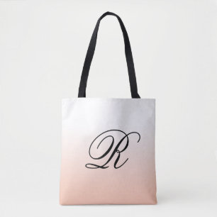Peach Ombre Over Any Colour with Monogram Tote Bag