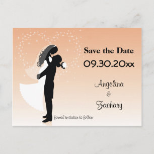 Peach Ombre Save The Date Wedding Post Card