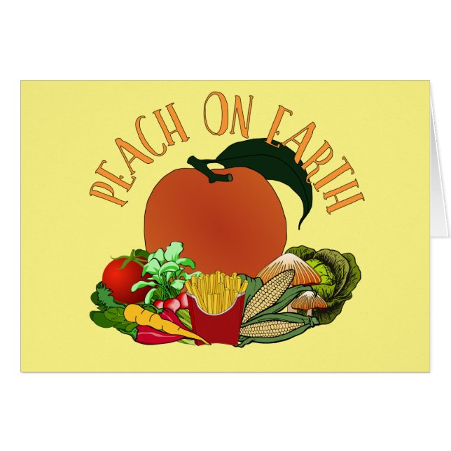 Peach on Earth Funny Christmas Pun Card (Front Horizontal)