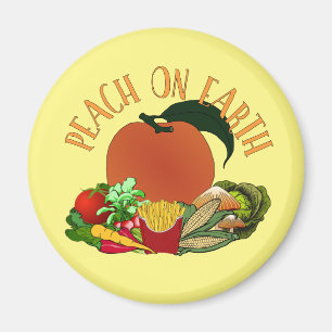 Peach on Earth Funny Christmas Pun Magnet