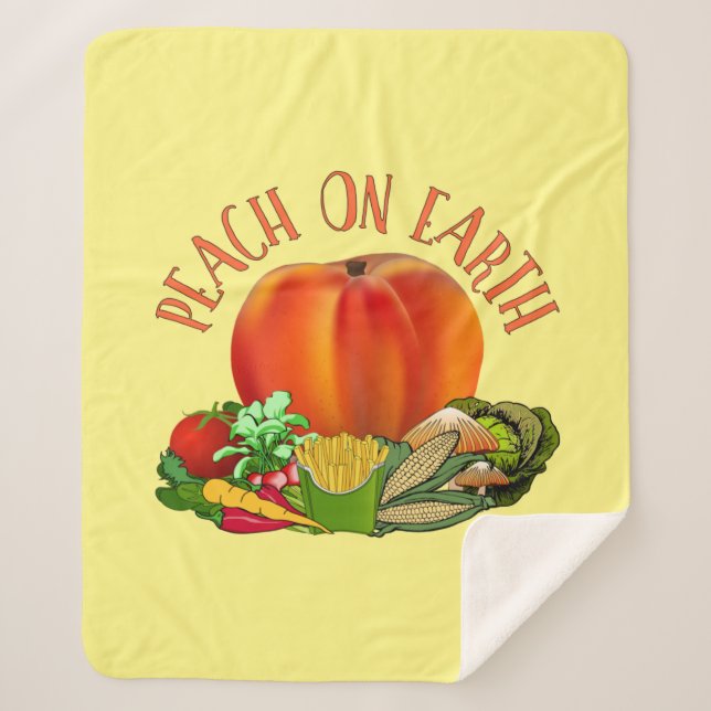 Peach on Earth Funny Christmas Pun Sherpa Blanket (Front)