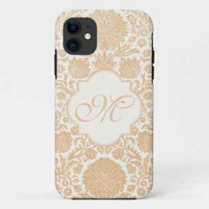 Peach, Orang Monogrammed Floral Damask Case-Mate iPhone Case