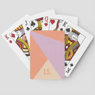 Peach Orange And Lavender Geometric Colour Blocks Playing Cards