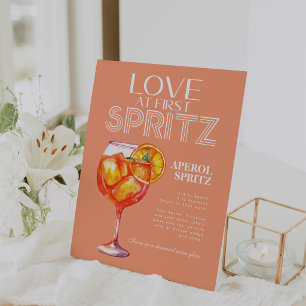 Peach Orange Aperol Spritz Bridal Shower Pedestal Sign