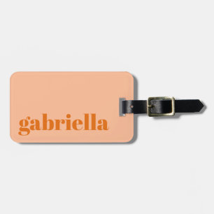 Peach Orange Bold Typography Personalised Name  Luggage Tag