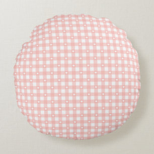 Peach Orange Checks Round Cushion