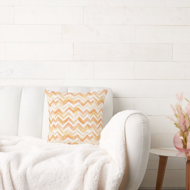 Peach Orange Chevron Stripes Cushion (Couch)