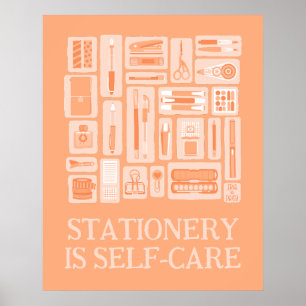 Peach Orange Creative Tools Illustration Self-Care Poster