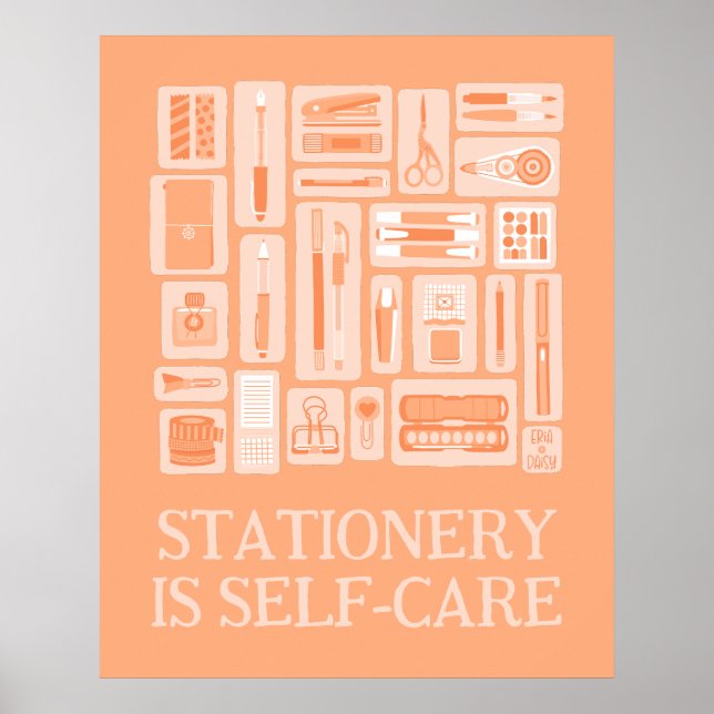 Peach Orange Creative Tools Illustration Self-Care Poster (Front)