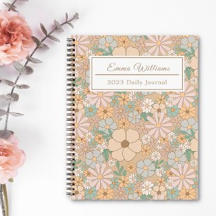 Peach Orange Floral Elegant Spiral Notebook