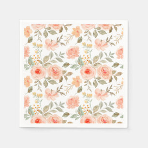 Peach Orange Floral Napkin