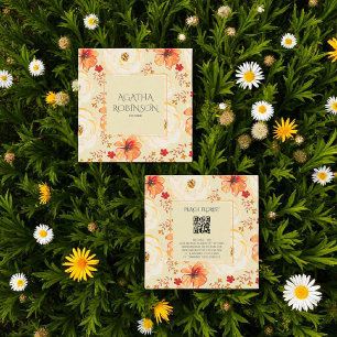 Peach Orange Flower Florist Square Business Card