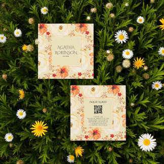 Peach Orange Flower Florist Square Business Card
