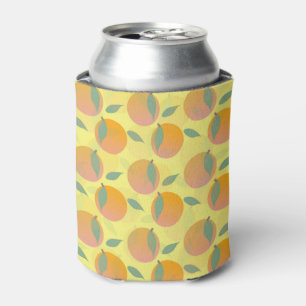 Peach Orange Fruit Pattern Pink Can Cooler