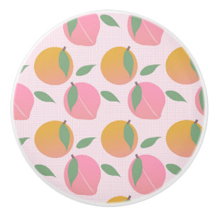 Peach Orange Fruit Pattern Pink Ceramic Knob