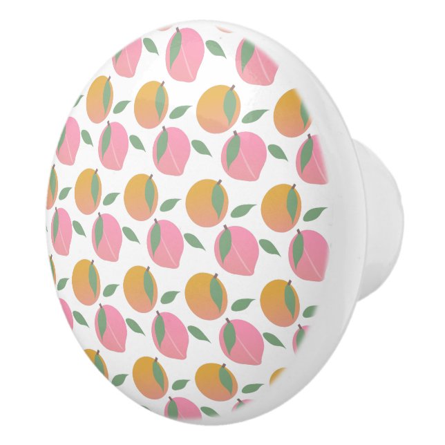 Peach Orange Fruit Pattern Pink Ceramic Knob (Right)