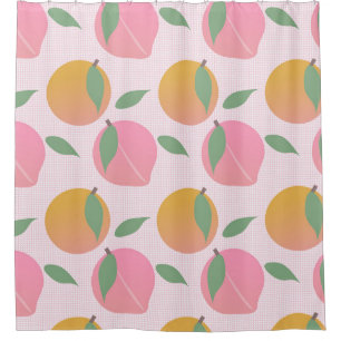 Peach Orange Fruit Pink Summer Pattern Shower Curtain