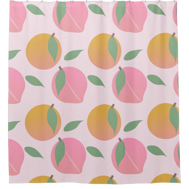 Peach Orange Fruit Pink Summer Pattern Shower Curtain (Front)