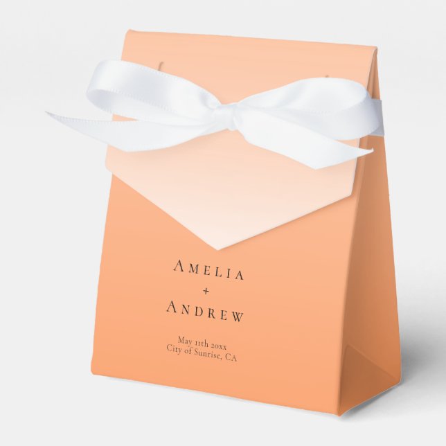 Peach Orange Fuzz Elegant Modern Wedding Favour Box (Front Side)