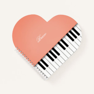 Peach Orange Grand Piano Music Keyboard Custom Notebook