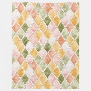 Peach Orange Green Yellow Blush Fleece Blanket