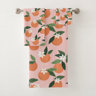 Peach Orange Juice Pattern Bath Towel Set