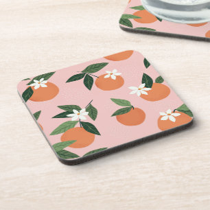 Peach Orange Juice Pattern Coaster