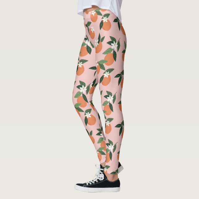Peach Orange Juice Pattern Leggings (Left)