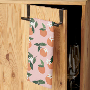 Peach Orange Juice Pattern Tea Towel