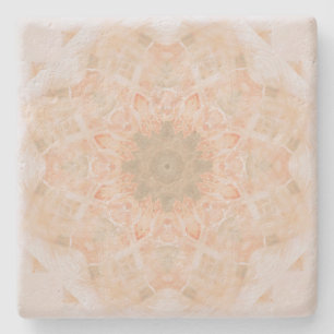 Peach Orange Mandala Stone Coaster