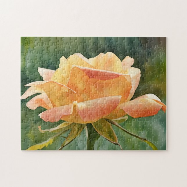 Peach Orange Rose Garden Art Puzzle (Horizontal)