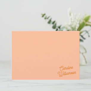 Peach Orange Script Personalised Stationery  Card