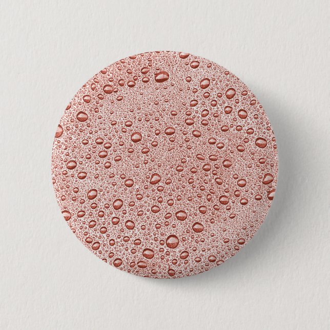 Peach orange water droplets 6 cm round badge (Front)