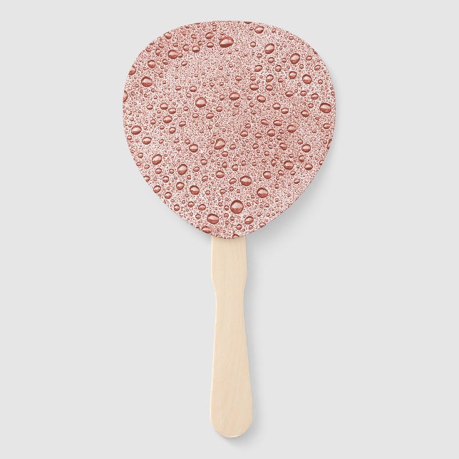 Peach orange water droplets hand fan (Front)