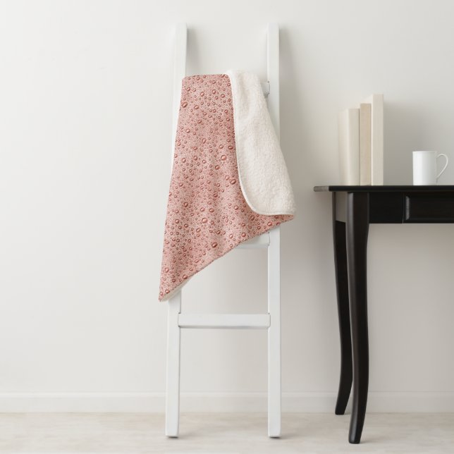 Peach orange water droplets sherpa blanket (In Situ)