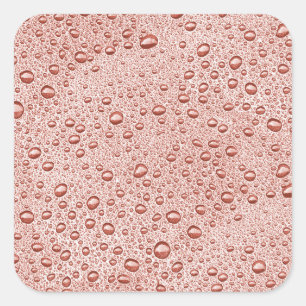 Peach orange water droplets square sticker