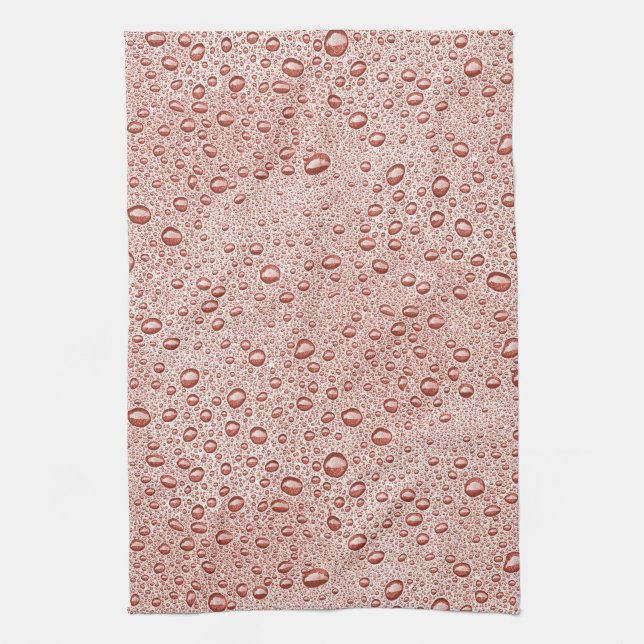 Peach orange water droplets tea towel (Vertical)