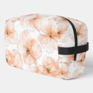 Peach Orange White Flowers Dopp Kit