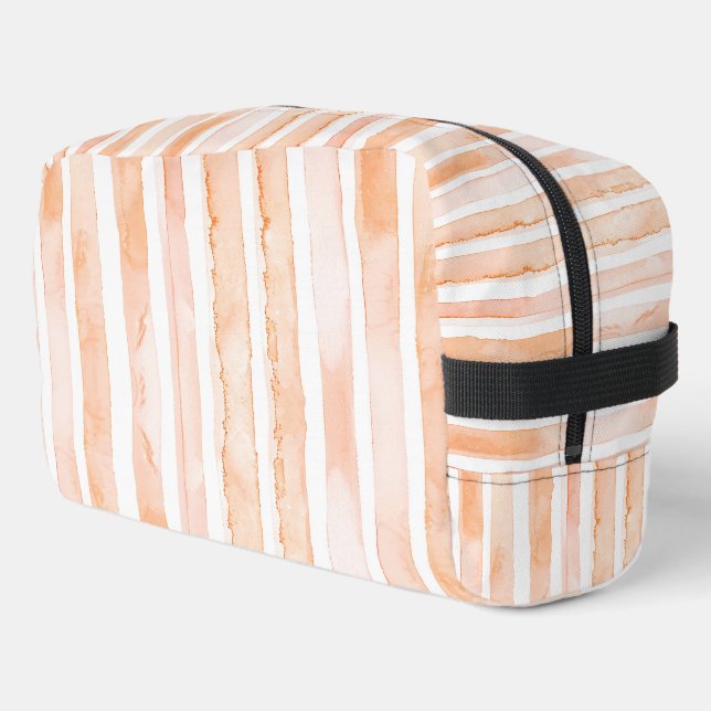 Peach Orange White Stripes Dopp Kit (Left Corner)