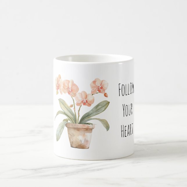 Peach Orchid Flowers Coffee Mug (Center)
