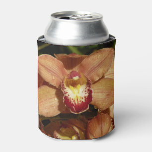 Peach Orchids with Raindrops Floral Can Cooler
